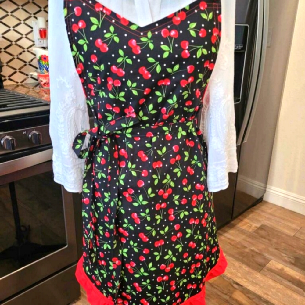 Handmade Cherry Sweetheart Apron